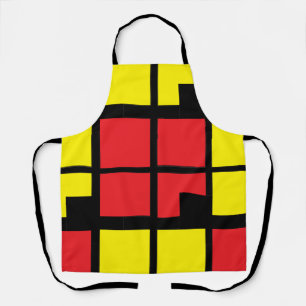 Delantal Cuadrados Geométricos Rojo Negro Amarillo