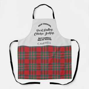 Delantal Cuadrícula Clan MacBean Rojo Verde Tartán Cocina