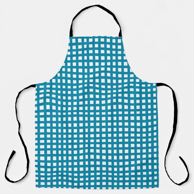 Delantal Cuadrícula cuadrada azul (Anverso)