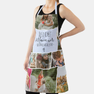 Delantal Cuadrícula de fotografía del mejor chef y abuela a