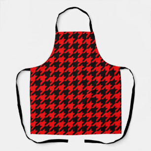 Delantal Cuadro de Piedra Houndstooth Rojo Negro