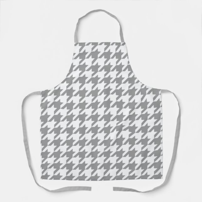 Delantal Cuadro Houndstooth blanco Gris Ceniza (Anverso)