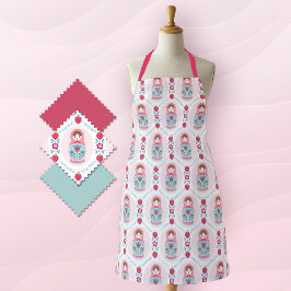 Delantal Cuadros De Patrón Rosa