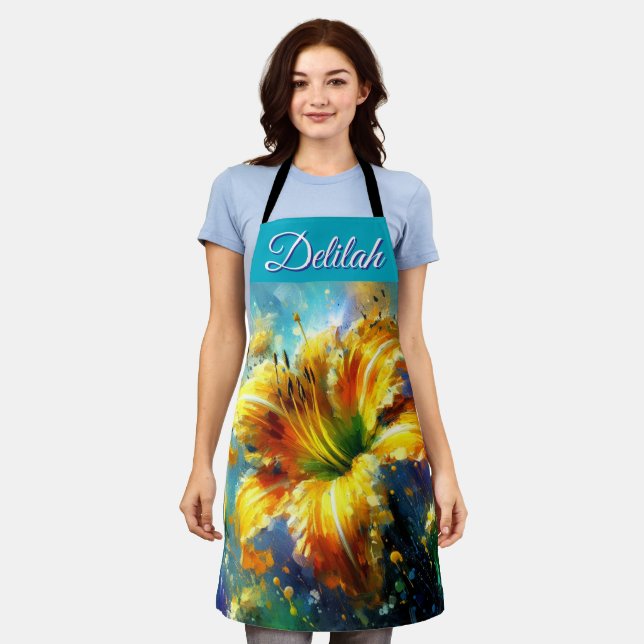 Delantal Cuadros Impresionantes De Flor Diurna Amarillo (Gastado)