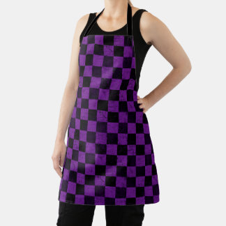 Delantal Cuadros Rústicos, Morado y Negro