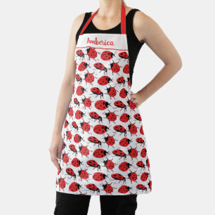 Delantal Cuadybug Blanco Diseño Rojo Negro Whimsical
