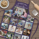 Delantal Cualquier Collage de fotos de la familia de texto<br><div class="desc">Celebra las simples alegrías de la familia y los nietos con un elegante collage de fotos personalizados en forma de delantal morado y blanco. Las imágenes y todo el texto son simples de personalizar. La cita que dice "Mi gente favorita me llama abuela" puede ser personalizada para Nana, Grammy, Granny,...</div>