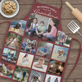 Delantal Cualquier Collage de fotos de la familia de texto 