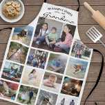 Delantal Cualquier Collage de fotos de la familia de texto<br><div class="desc">Celebra las simples alegrías de la familia y los nietos con un elegante collage de fotos personalizados en blanco y negro. Las imágenes y todo el texto son simples de personalizar. La cita que dice "Mi gente favorita me llama abuela" puede ser personalizada para Nana, Grammy, Granny, Gigi, Mamá, Mamá,...</div>
