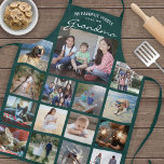 Delantal Cualquier Collage de fotos de la familia de texto<br><div class="desc">Celebra las simples alegrías de la familia y los nietos con un elegante collage de fotos personalizados verde y blanco. Las imágenes y todo el texto son simples de personalizar. La cita que dice "Mi gente favorita me llama abuela" puede ser personalizada para Nana, Grammy, Granny, Gigi, Mamá, Mamá, Tía,...</div>