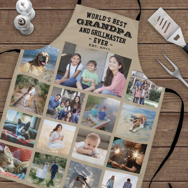 Delantal Cualquier Collage de fotos de texto mejor abuelo j (Subido por el creador)