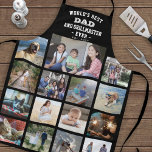 Delantal Cualquier Collage de fotos de texto mejor maestro<br><div class="desc">Celebra las simples alegrías de la familia y los niños con un elegante collage de fotos personalizados en blanco y negro. Las imágenes y todo el texto son simples de personalizar. "El mejor papá y maestro de la parrilla del mundo. 20YY" puede incluir nombres de niños y ser personalizado para...</div>