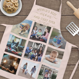 Delantal Cualquier Collage de fotos de texto mejor mamá Rub