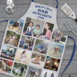 Delantal Cualquier Collage de fotos de texto mejor parrilla<br><div class="desc">Celebra las simples alegrías de la familia y los niños con un elegante collage de fotos personalizados azul y gris delantal. Las imágenes y todo el texto son simples de personalizar. "El mejor papá y maestro de la parrilla del mundo. 20YY" puede incluir nombres de niños y ser personalizado para...</div>