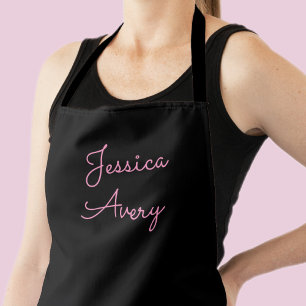 Delantal Cualquier nombre   Guay Editable Pink Script on Bl