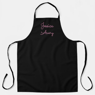 Delantal Cualquier nombre   Guay Editable Pink Script on Bl