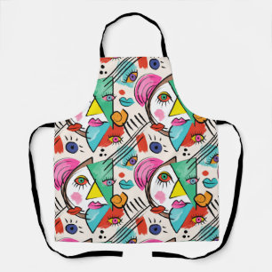 Delantal Cubismo moderno Resumen Artsy Face Face Art