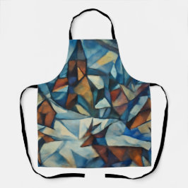 Delantal Cubist Expressionist Winter Village Apron