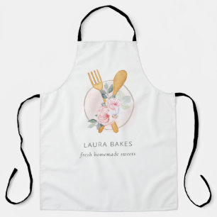 Delantal Cuchara de horquilla de madera Rubor Pink Floral C