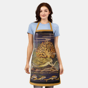 Delantal Cuento de hadas vintage, pequeña sirena en coral o