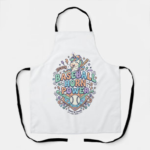 Delantal Cuerno de béisbol de unicornio Poder Kawaii Diseño