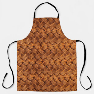 Delantal Cuero de fondo trenzado de cuero marrón, marrón, t