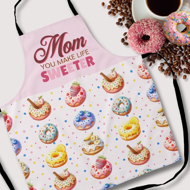 Delantal Cuidada acuarela Donut Mom You Make Life Sweeter (Subido por el creador)