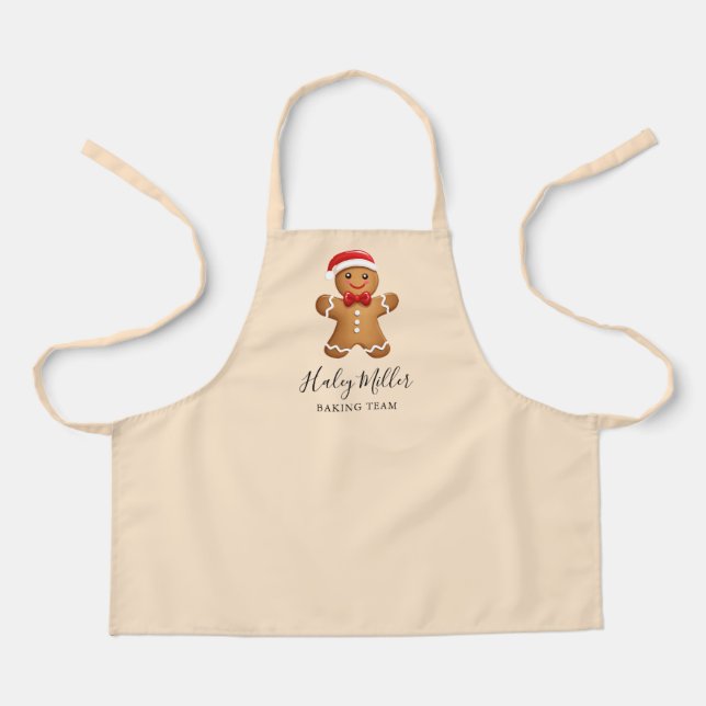 Delantal Cuidado Holiday Gingerbread Cookie Tema (Anverso)