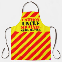 Delantal Cuidado tío parrilla maestro raya roja amarilla