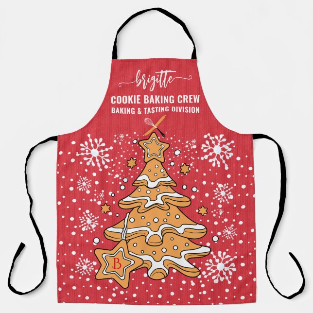Delantal Cuidados árboles de Navidad Cookie Baking Crew Sno (Anverso)