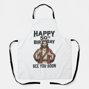 Delantal Cumpleaños 50 te vemos pronto Diseño de humor reli