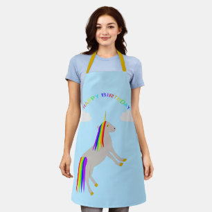 Delantal Cumpleaños de la fantasía Unicornio Arcoiris y nub