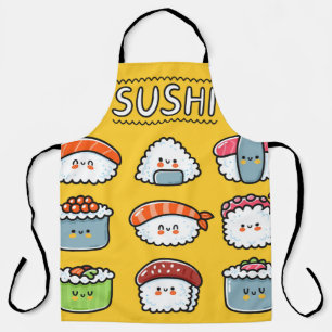 Delantal Curioso y feliz sushi maki rolls personalizado sin
