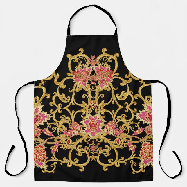 Delantal Curlos de oro: Borde Paisley texturizado. (Anverso)