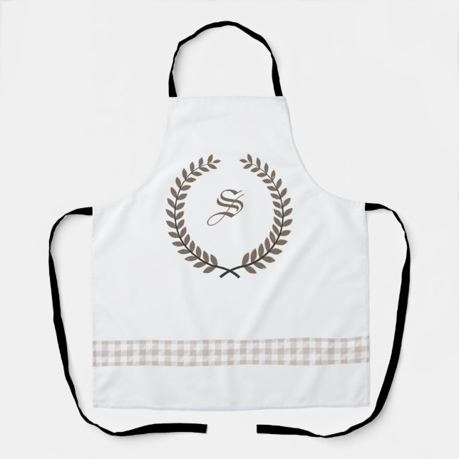 Delantal Cusom Monogram Farmhouse | Initial Gingham Kitchen (Anverso)