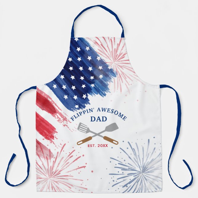 Delantal Custom 4th of July Dad Holiday BBQ (Anverso)