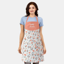 Delantal Custom Apron with Red Poppies