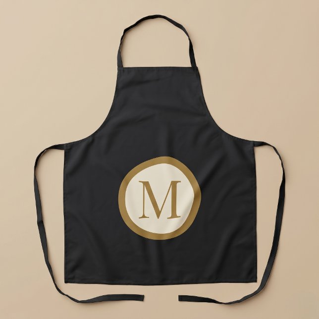 Delantal Custom Black & Gold Center Seal Monogram (Subido por el creador)