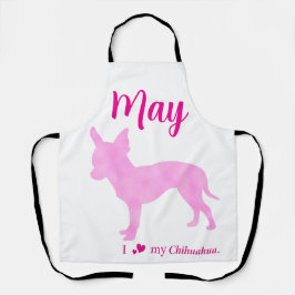 Delantal Custom Chihuahua Apron Pastel Pink Silhouette