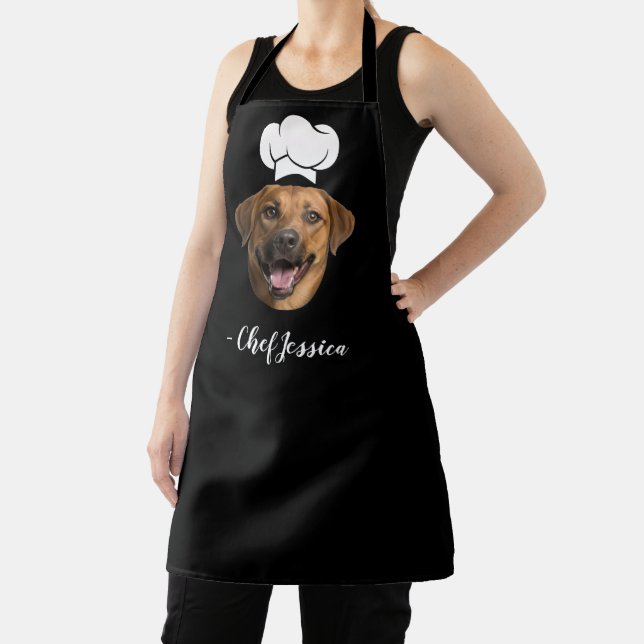 Delantal Custom Dog Face & Name Funny Chef Apron (in situ)