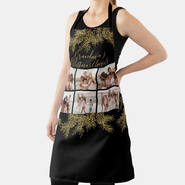 Delantal Custom Elegant Christmas Photo Collage Grandma's  (in situ)