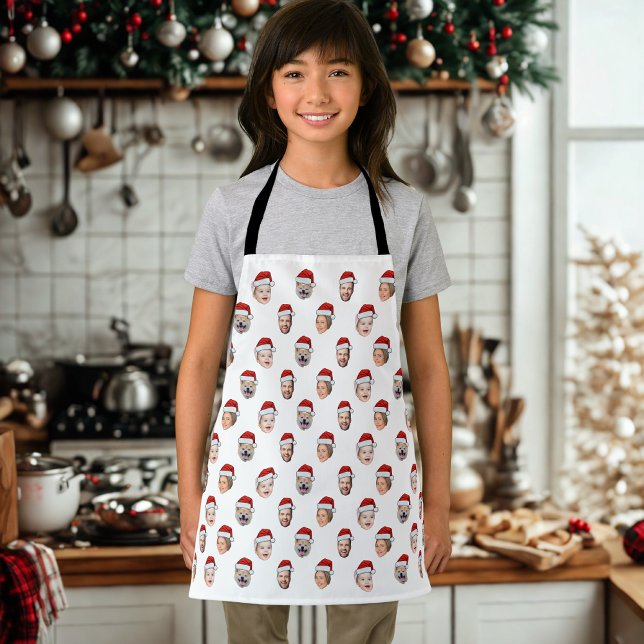 Delantal Custom Face Apron, Santa Hat 4 Photos Christmas (Subido por el creador)