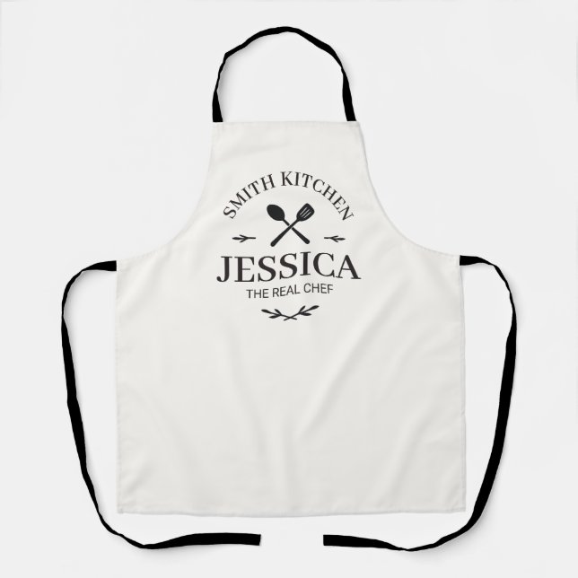 Delantal Custom Family Kitchen Apron with Name for Women (Anverso)