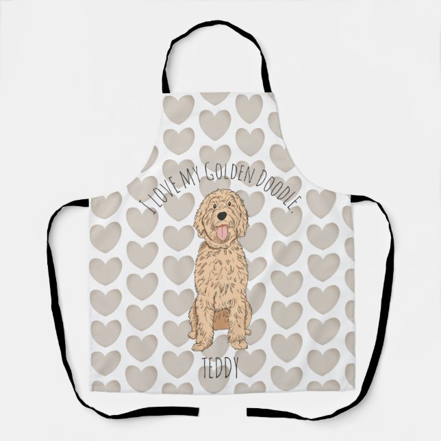 Delantal Custom Goldendoodle Whimsical Pattern Personalized (Anverso)