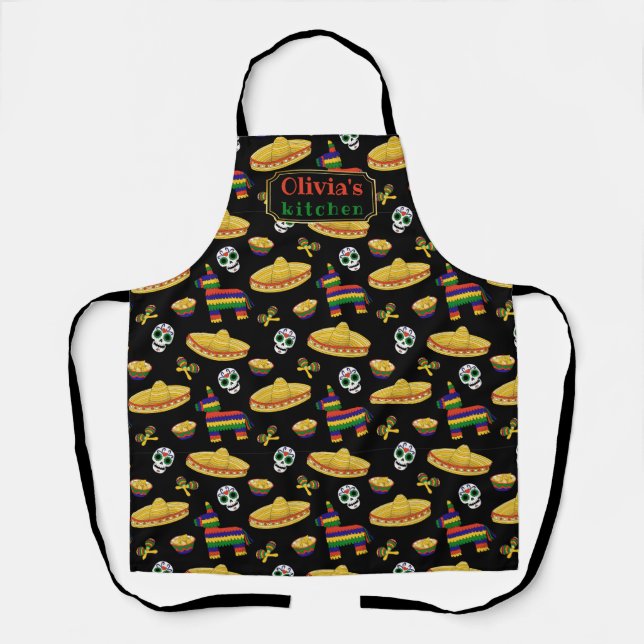 Delantal Custom Mexican Fiesta & Día de Muertos Apron (Anverso)