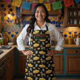 Delantal Custom Mexican Fiesta & Día de Muertos Apron
