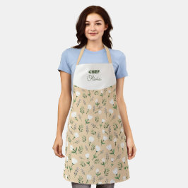 Delantal Custom Name Apron – Vanilla Floral Print