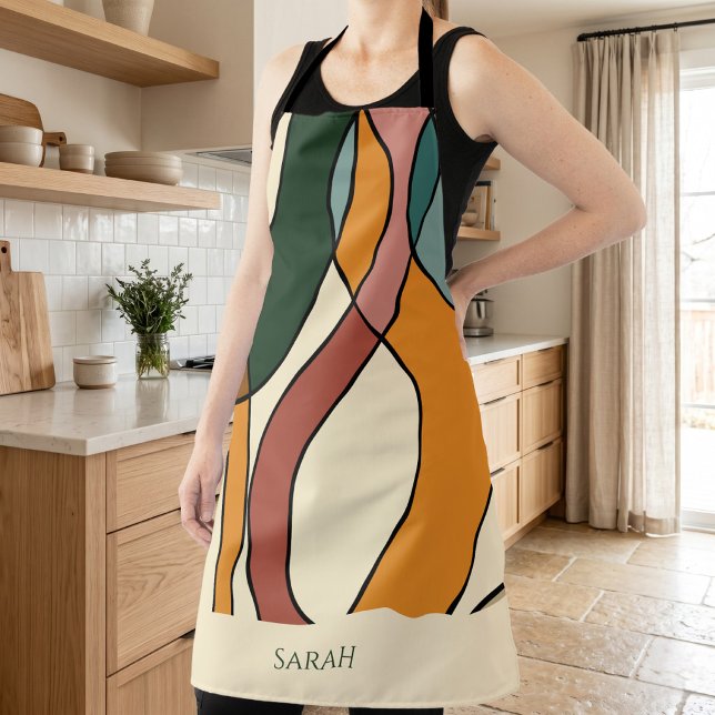 Delantal Custom Name Boho Abstract Earthy Modern Kitchen (Custom Name Boho Abstract Earthy Modern Kitchen Apron)