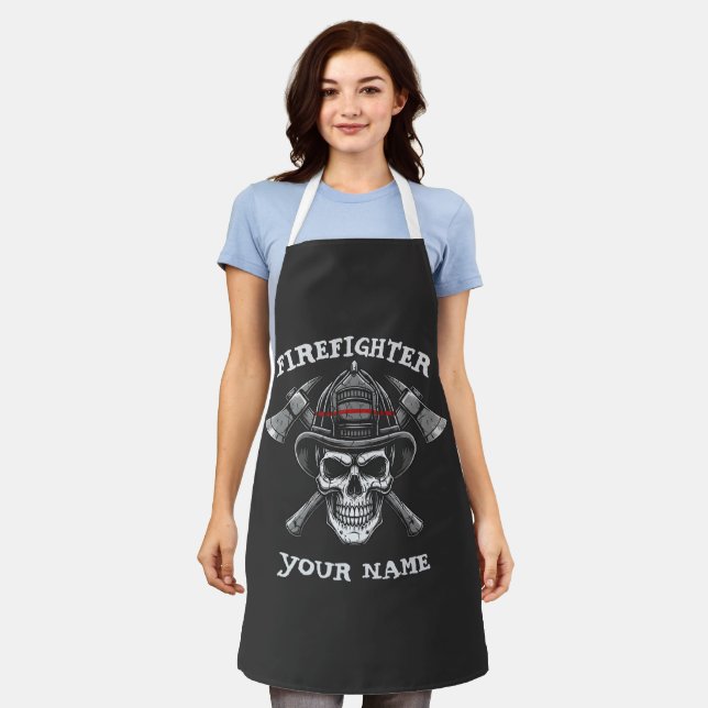 Delantal Custom Name Firefighter Wife Apron (Gastado)
