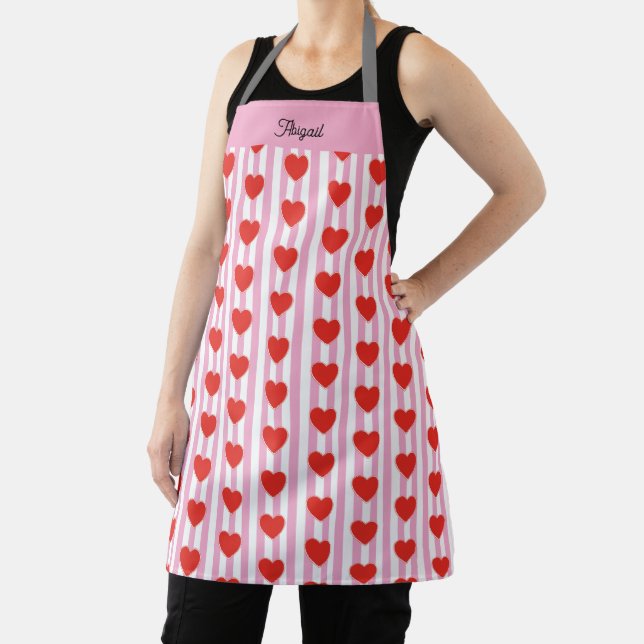 Delantal Custom Name Heart Valentine Pattern All Over Apron (in situ)